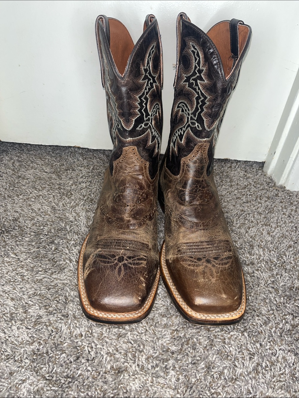 Dan Post Franklin Brown Western Cowboy Boots with Contrast Stitching